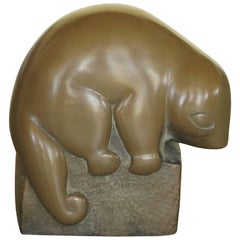 Marian Weisberg Bronze Finish Lemur Sculpture