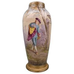 MP Sèvres Pottery Bronze-Mounted Vase with a Hand-Painted Figure