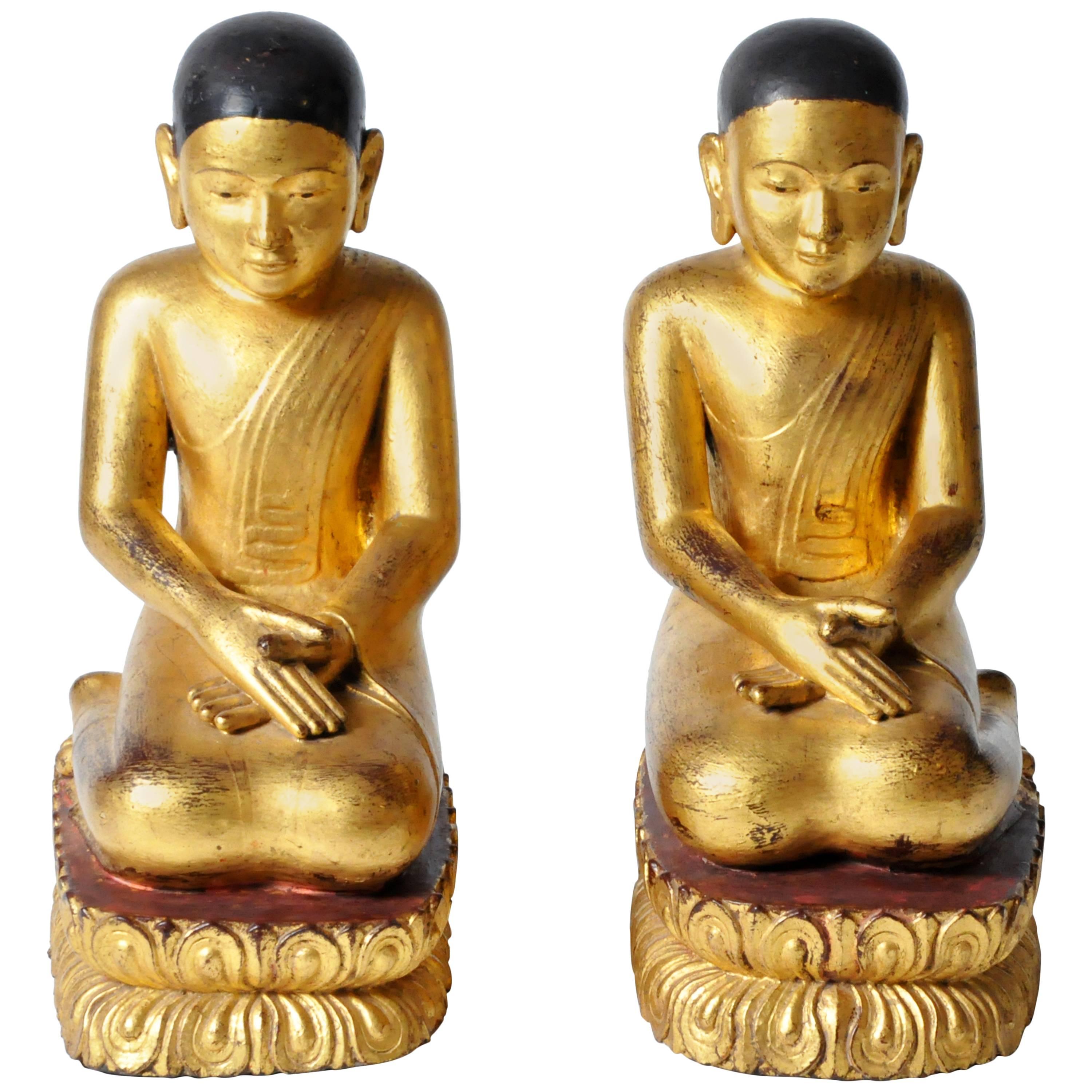 Pair of Giltwood Buddhist Apostles For Sale