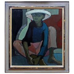 "Mexican Boy" Modernist Painting by Cornelis Ruhtenberg, Dated 1949 11