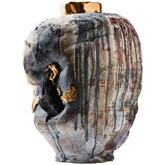 "Mammon, Tarnished Black Rock Series" Contemporary Porcelain Vessel by Gareth M