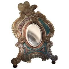 early 20th century Venetian Micromosaic Mirror with Murano Glass Decoration