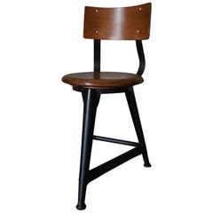 Vintage German Industrial Stool/Chair in Style of Rowac