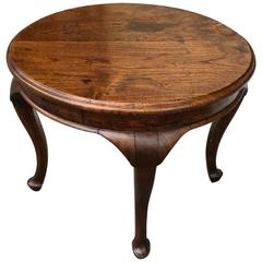 Small Oak Cocktail Table with Queen Anne Style Leg and Foot