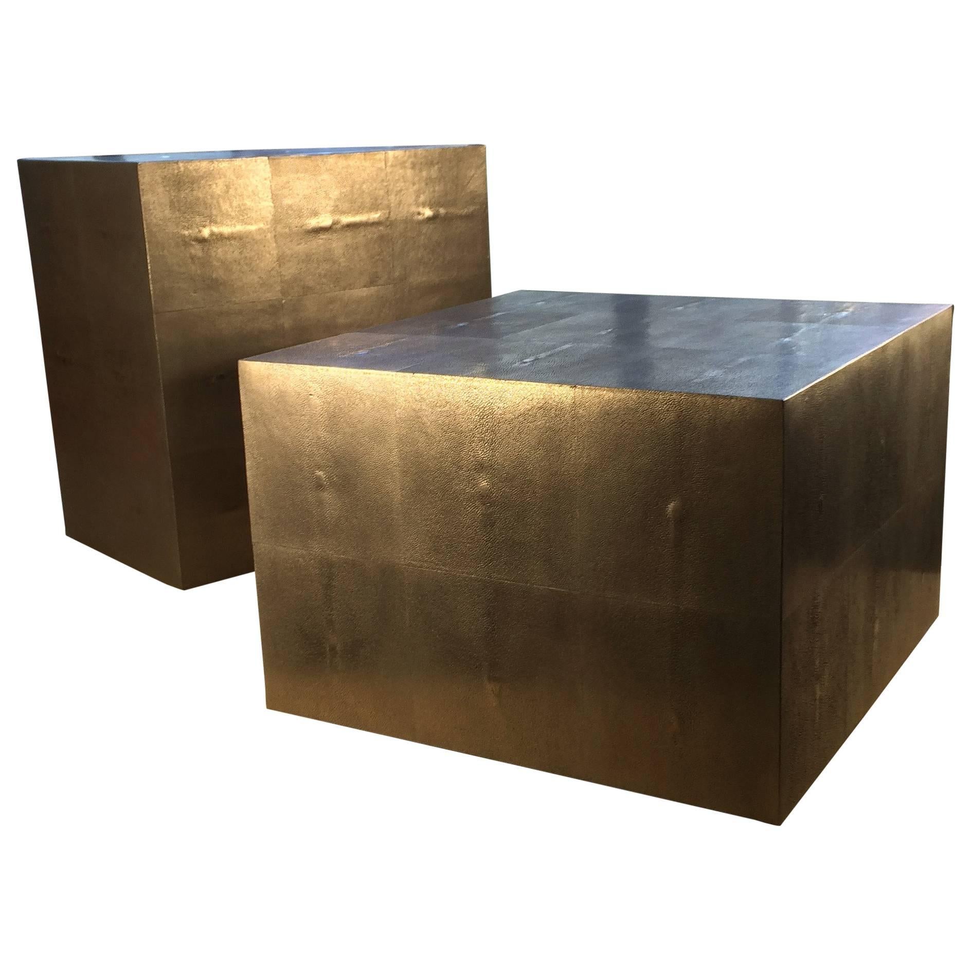 ETHER ATELIER Contemporary Bronze Shagreen Coffee Tables For Sale