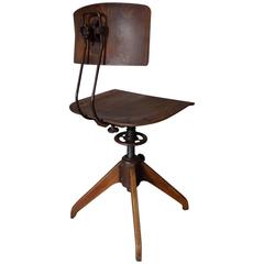 Rare Vintage Marked German Industrial Workshop Chair by Rowac