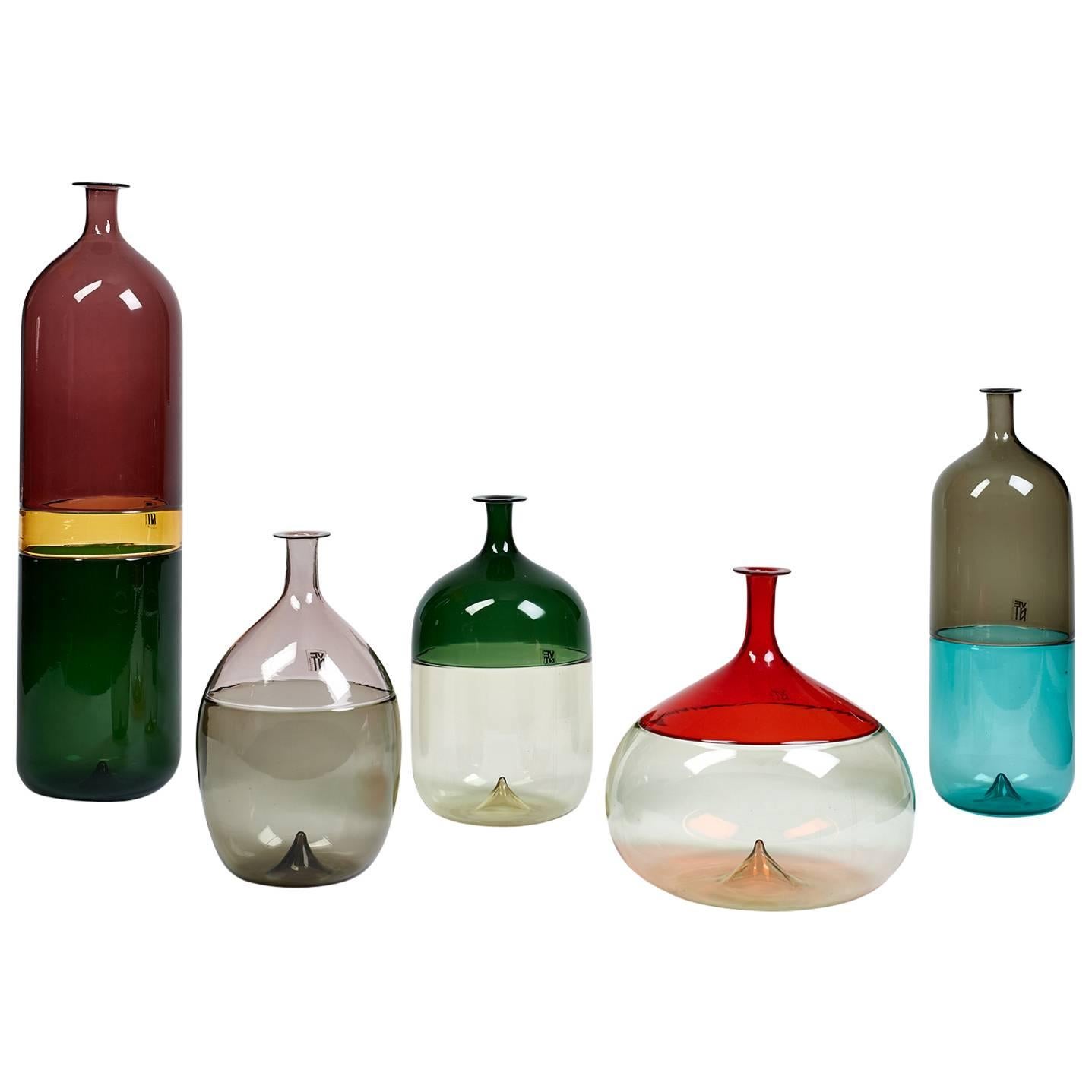 Collection of Five "Bolle" Blown Glass Vessels by Tapio Wirkkala for Venini