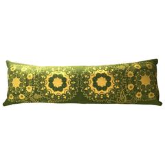 Used Summer Wreaths Yellow and Green Folly Cove Designers Hand Printed Pillow