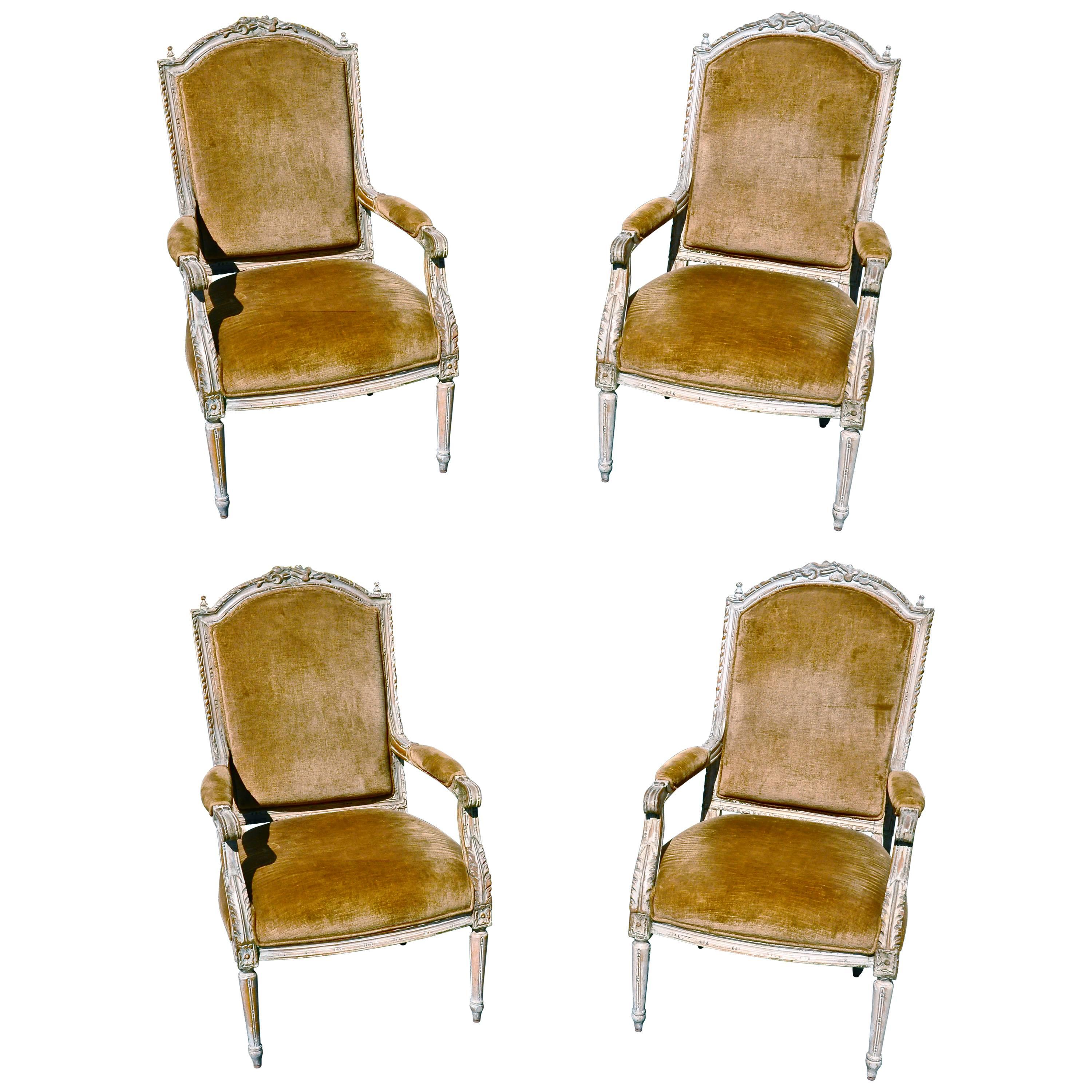 Four Chairs of Italian 19th Century Neoclassical Armchairs