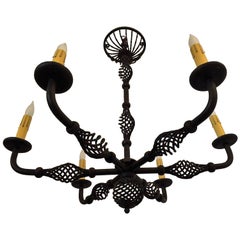 French Moderne 1940s Iron Chandelier