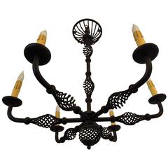 French Moderne 1940s Iron Chandelier 12