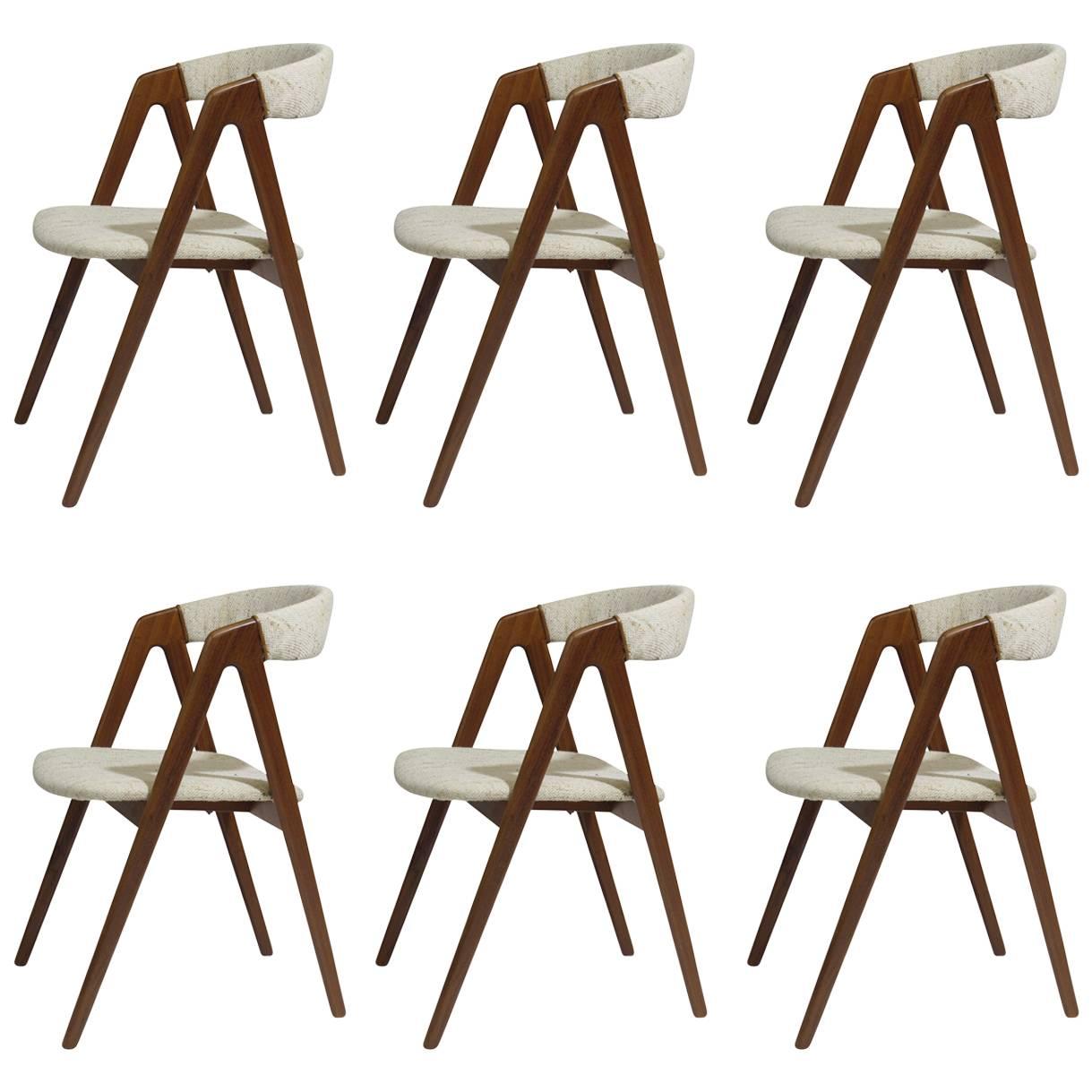Six Midcentury Danish Walnut Danish Dining Chairs