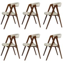 Six Midcentury Danish Walnut Danish Dining Chairs