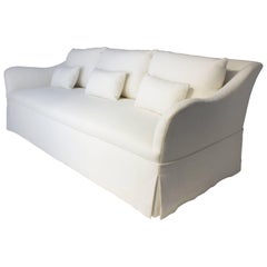 Custom Fabricated Sofa with Six Loose Back Cushions in Cream Linen