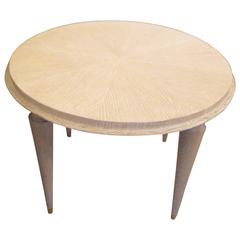 French Cerused Oak Cocktail Table on Tapered Legs Ending in Brass Sabots 2