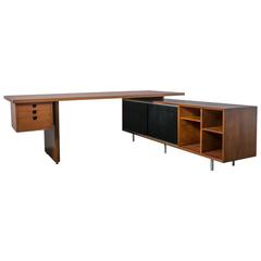 Vintage Walnut Executive Desk with Return by George Nelson for Herman Miller