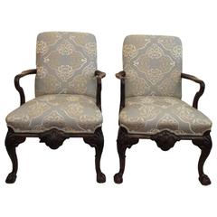 18th C English Queen Anne Mahogany Chairs with New Upholstery