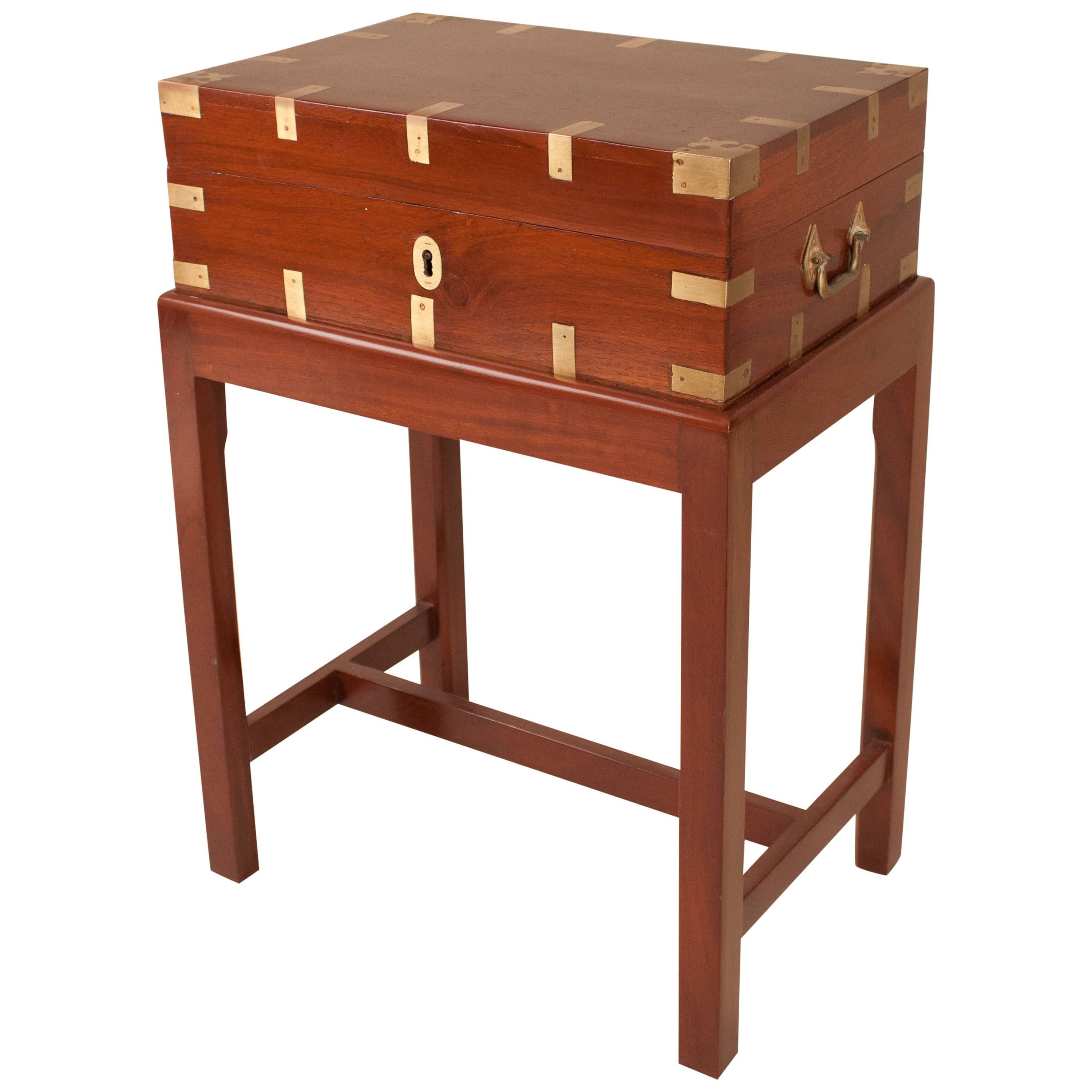 19th Century British Mahogany Campaign Chest on Stand
