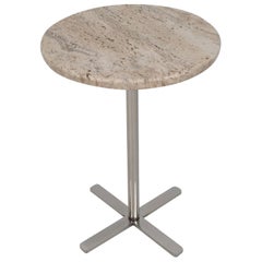 Travertine Marble and Chrome Drinks Table, circa 1970s