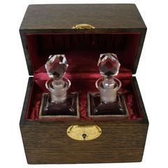 Pair of Seely Perfume Bottles in Original Wood Casket