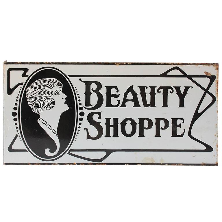 1920s Double Sided Porcelain Beauty Shoppe Sign For Sale at 1stDibs ...
