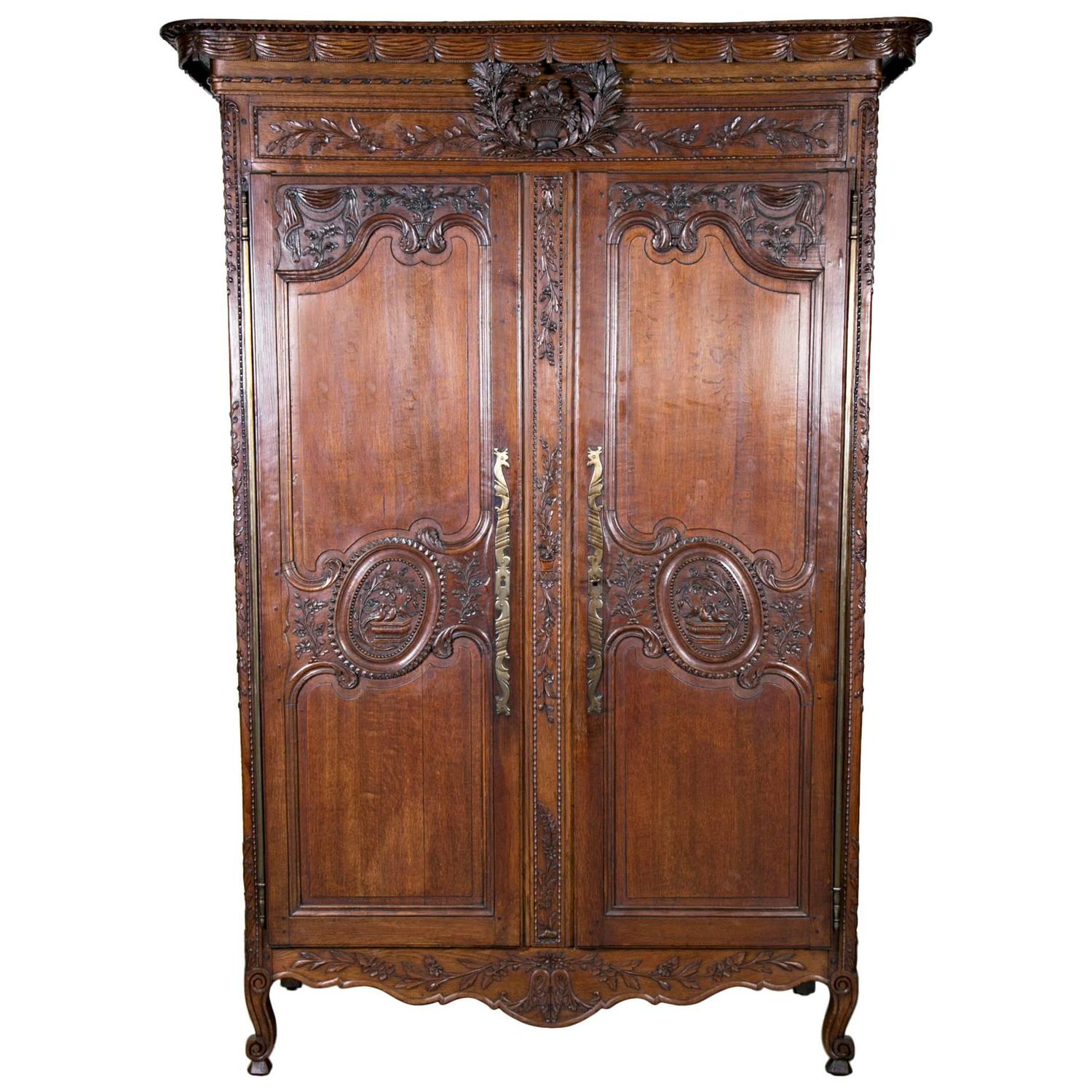 Country French Normandy Wedding Armoire For Sale at 1stdibs