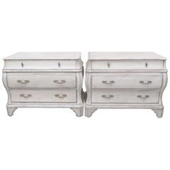 Pair of Hickory Manufacturing Co. Distressed Cream Painted Commodes