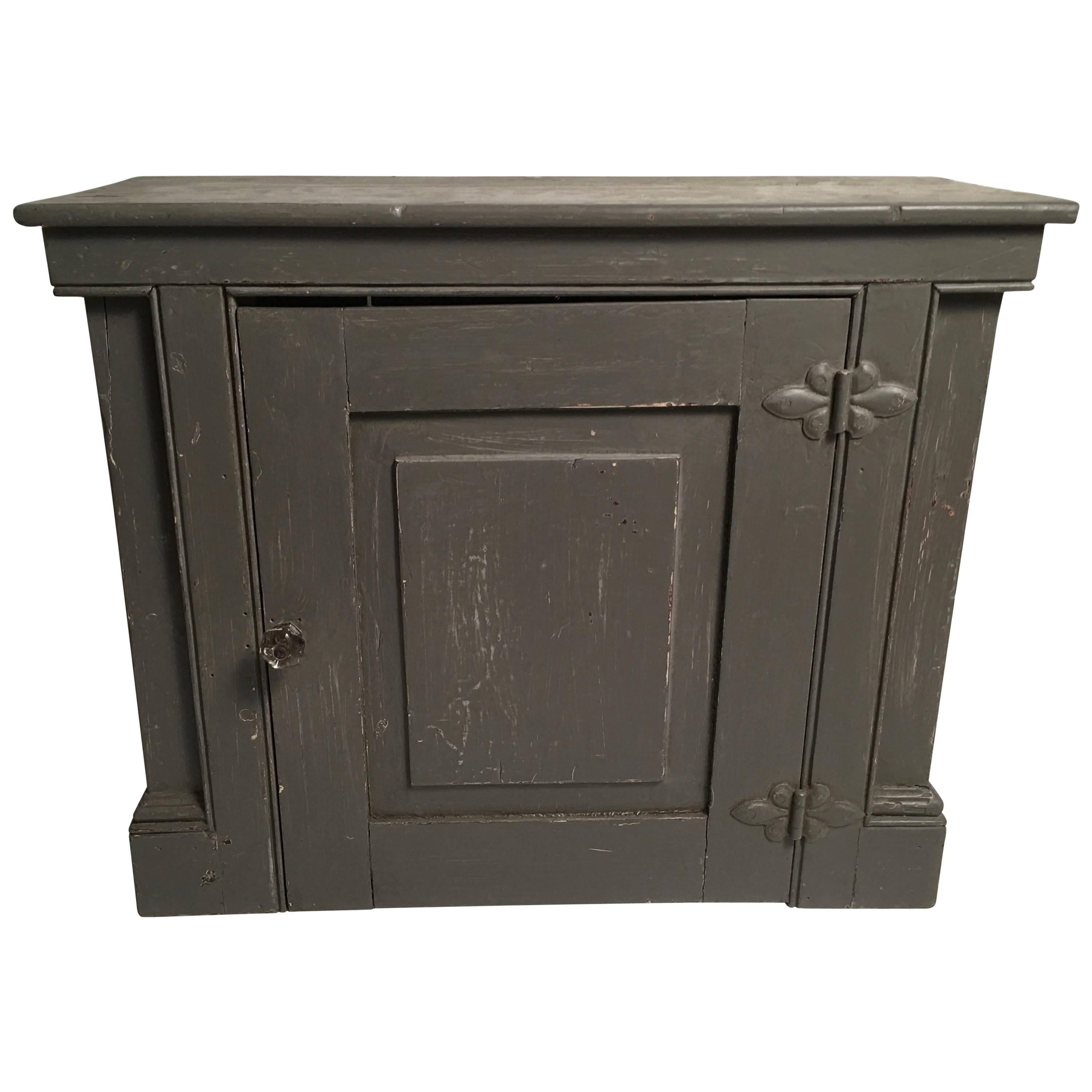 Architectural Grey Painted Hanging Wall Cupboard