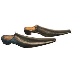 Folk Art Large Carved Wood Cobbler Advertising Clogs 2