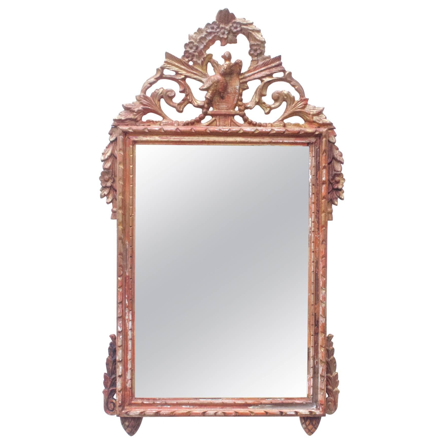 Louis XVI Mirror with Distressed Finish For Sale