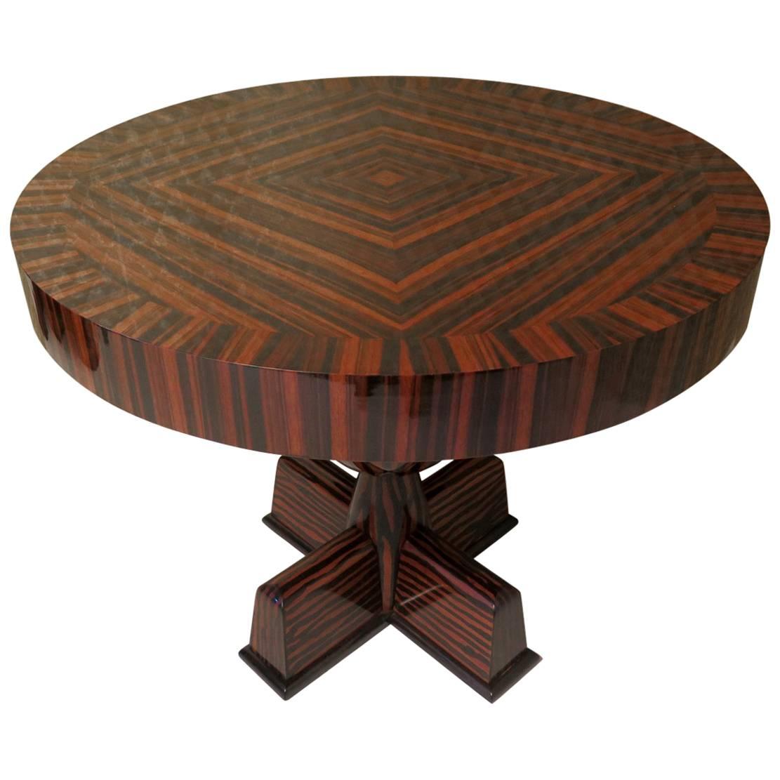 1940 Round Macassar Ebony Italian Art Deco Side Table