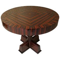 1940 Round Macassar Ebony Italian Art Deco Side Table