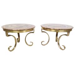 Mid-Century Modern Muller of Mexico Onyx and Brass Endtables 4