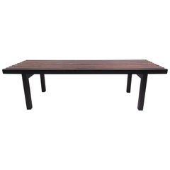 Unique Mid-Century Modern Slat Bench Coffee Table