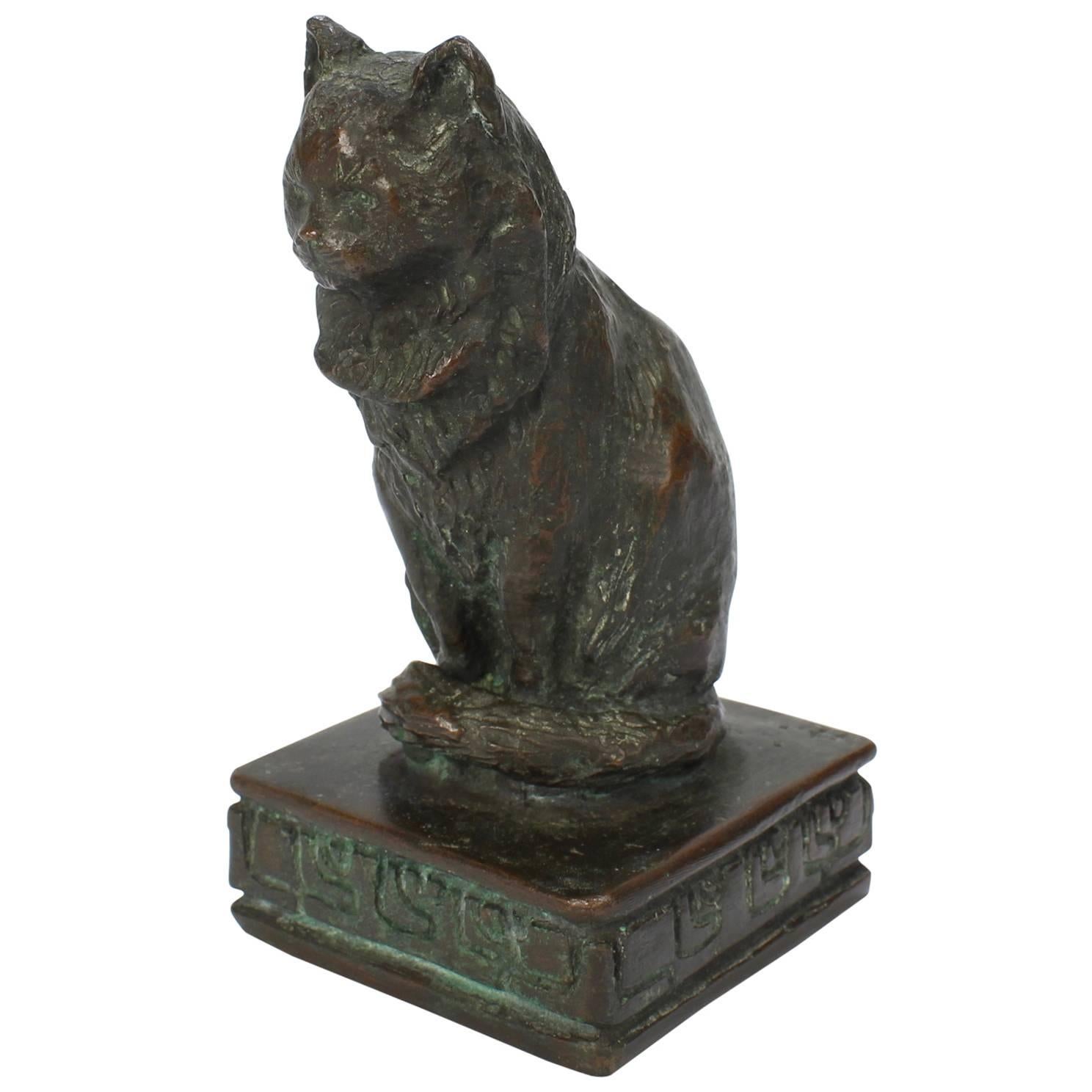  A Bronze Sculpture of a Persian Cat by American Sculptor Ruth Walker Brooks