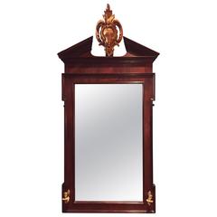 Mahogany Framed Mirror with Candelabra Arms