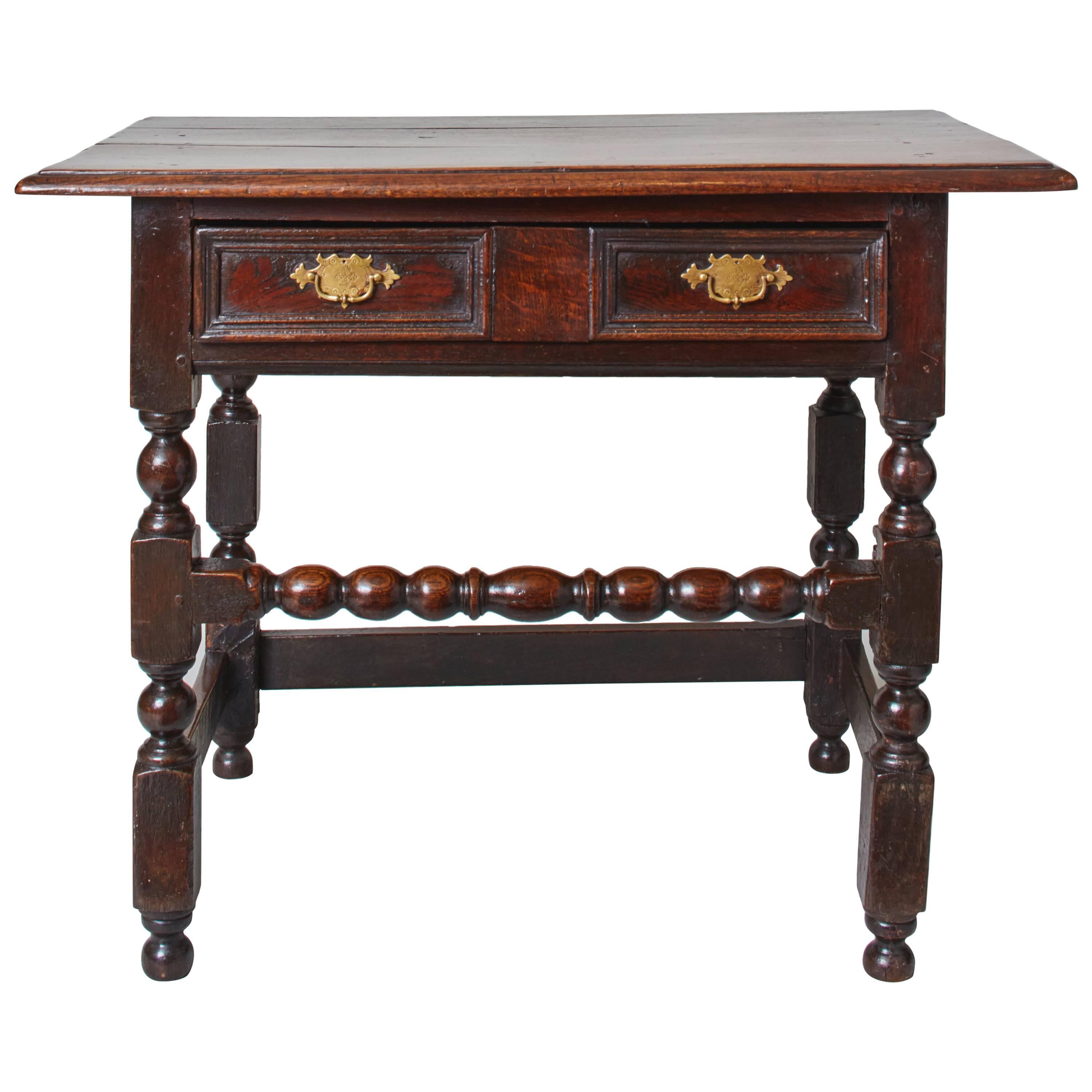 English Baroque Bobbin Turned Oak Table For Sale