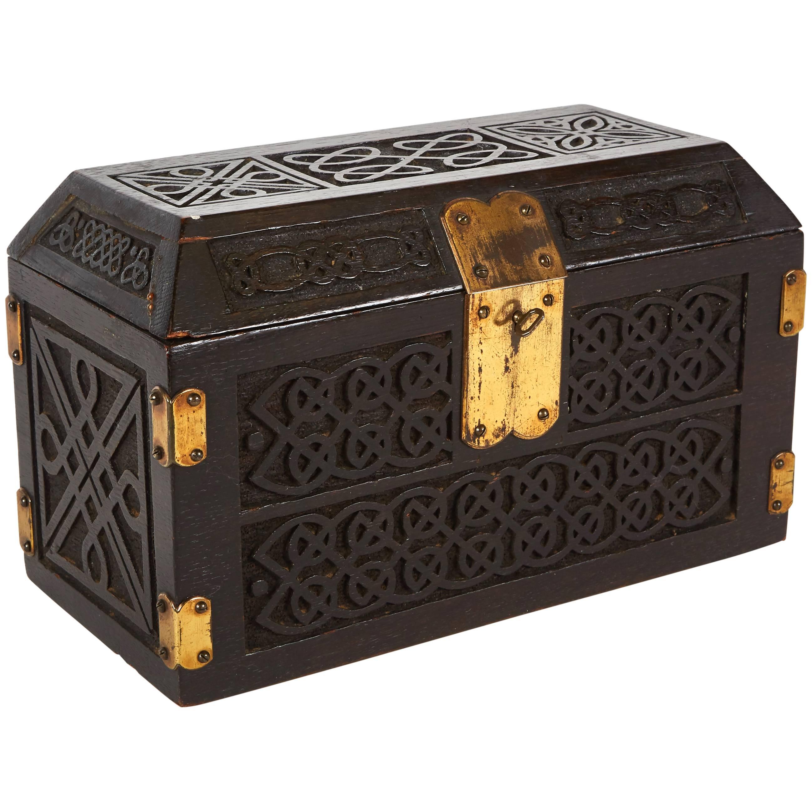 Arts and Crafts Box with Brass Hinges and Lock from England Circa 1880