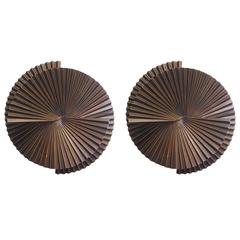 Pair of Large Dark Bronze Metal Sconces by Fabio Bergomi 6