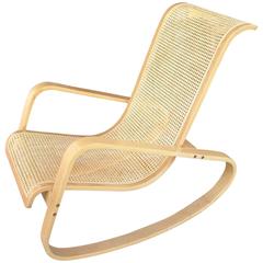Luigi Crassevig Cane, Bentwood Rocking Chair, Signed and Branded 11