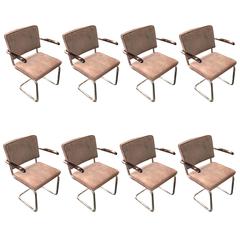 Set of Eight Chrome Designer Dining Chairs