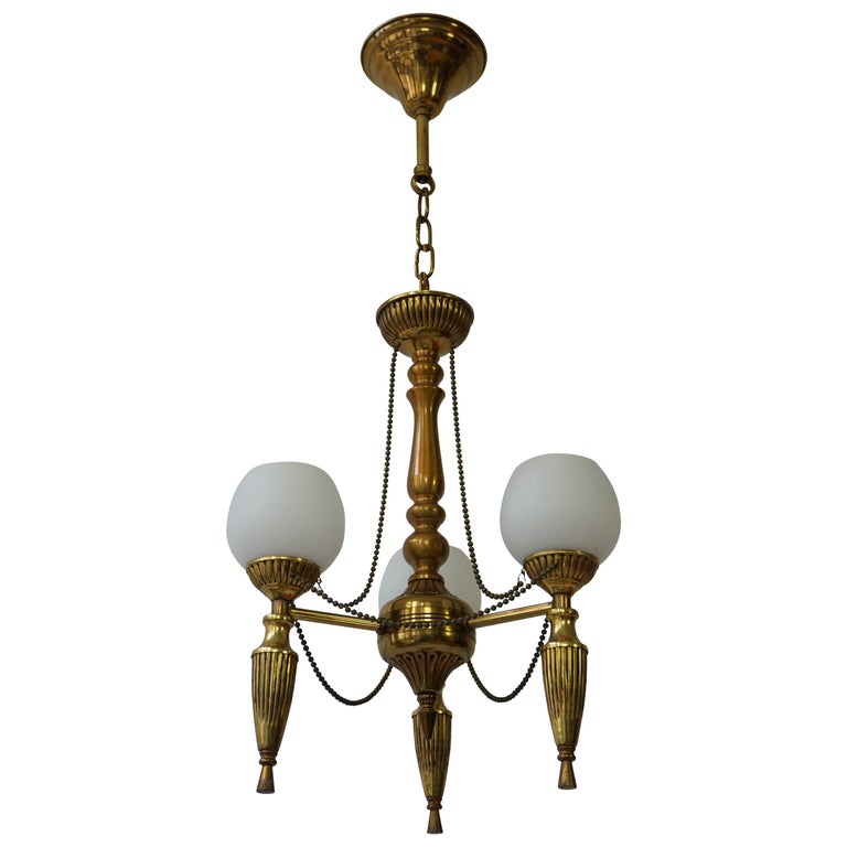 Brass Hall Lantern or Pendant Light For Sale