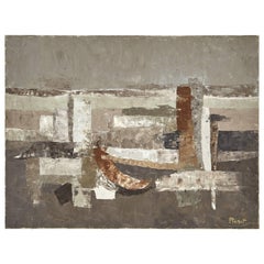 Brown Abstract Painting by Artist Planet Circa 1960