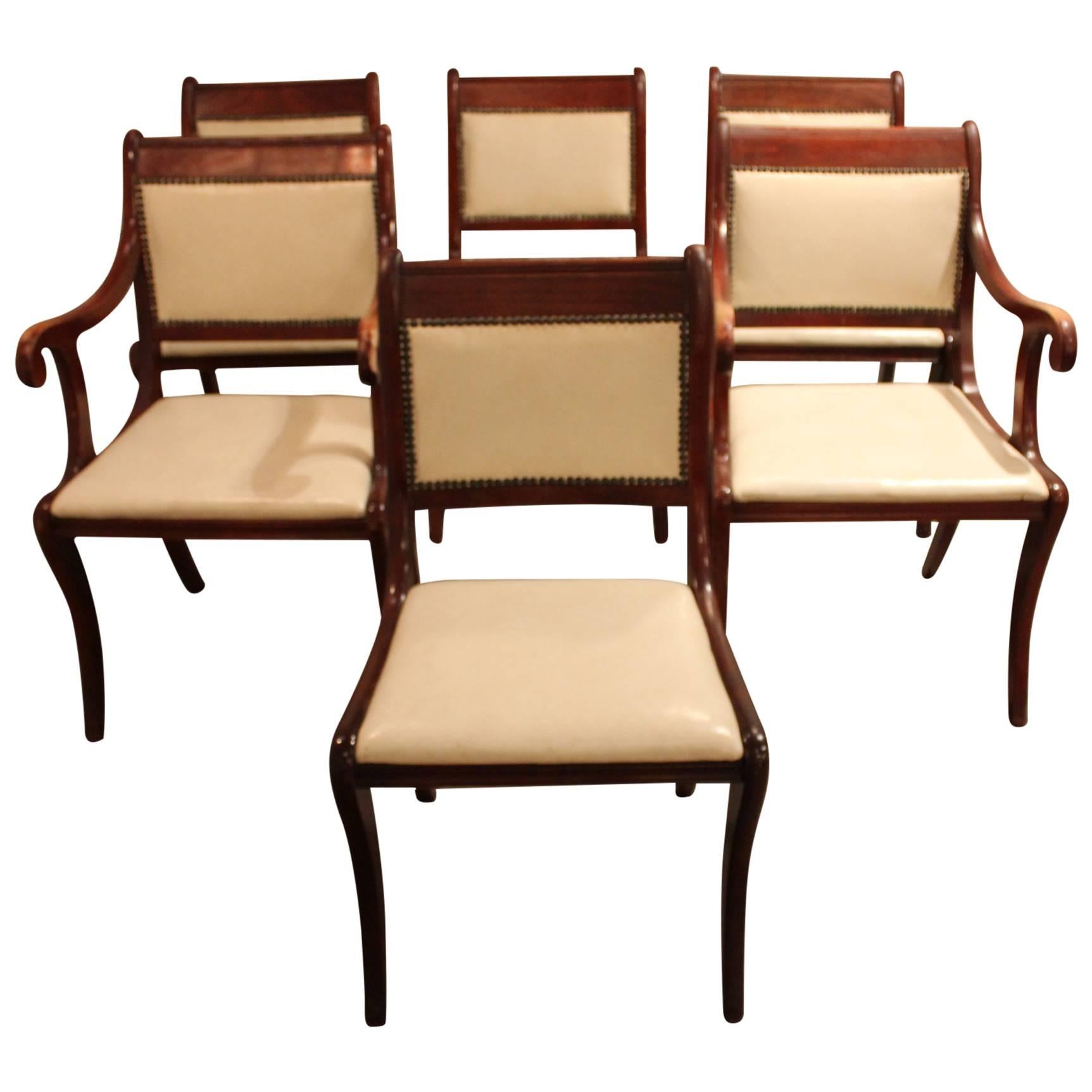 Set of Six Vintage Regency Style Dining Chairs
