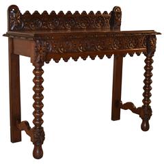 Antique 19th Century English Carved Oak Console Table