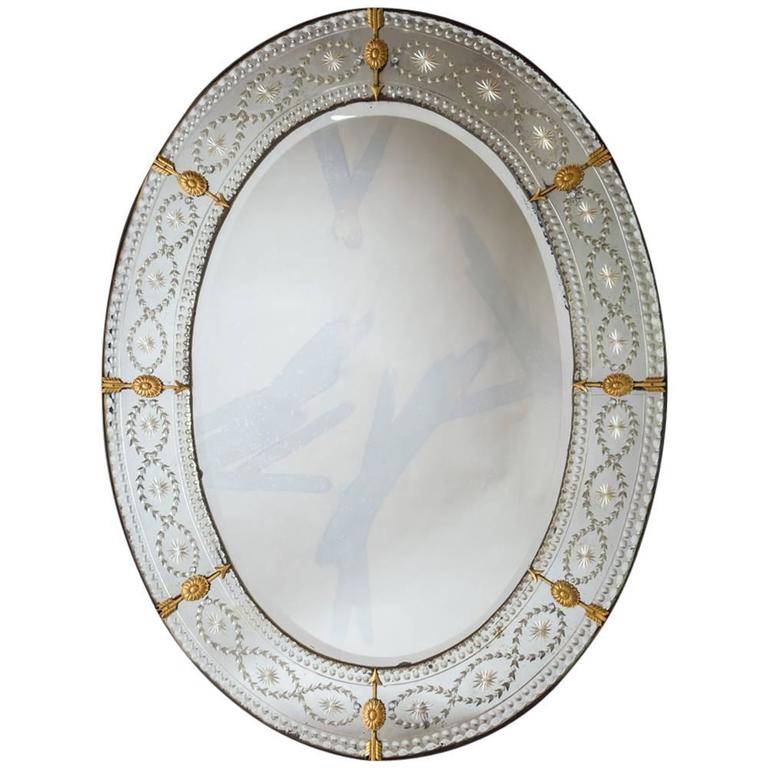 Carved Mirror with Lion's Head and Cut Glass Stars at 1stdibs