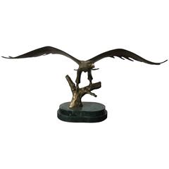 Bronze Eagle Mounted on Green Marble Base 1