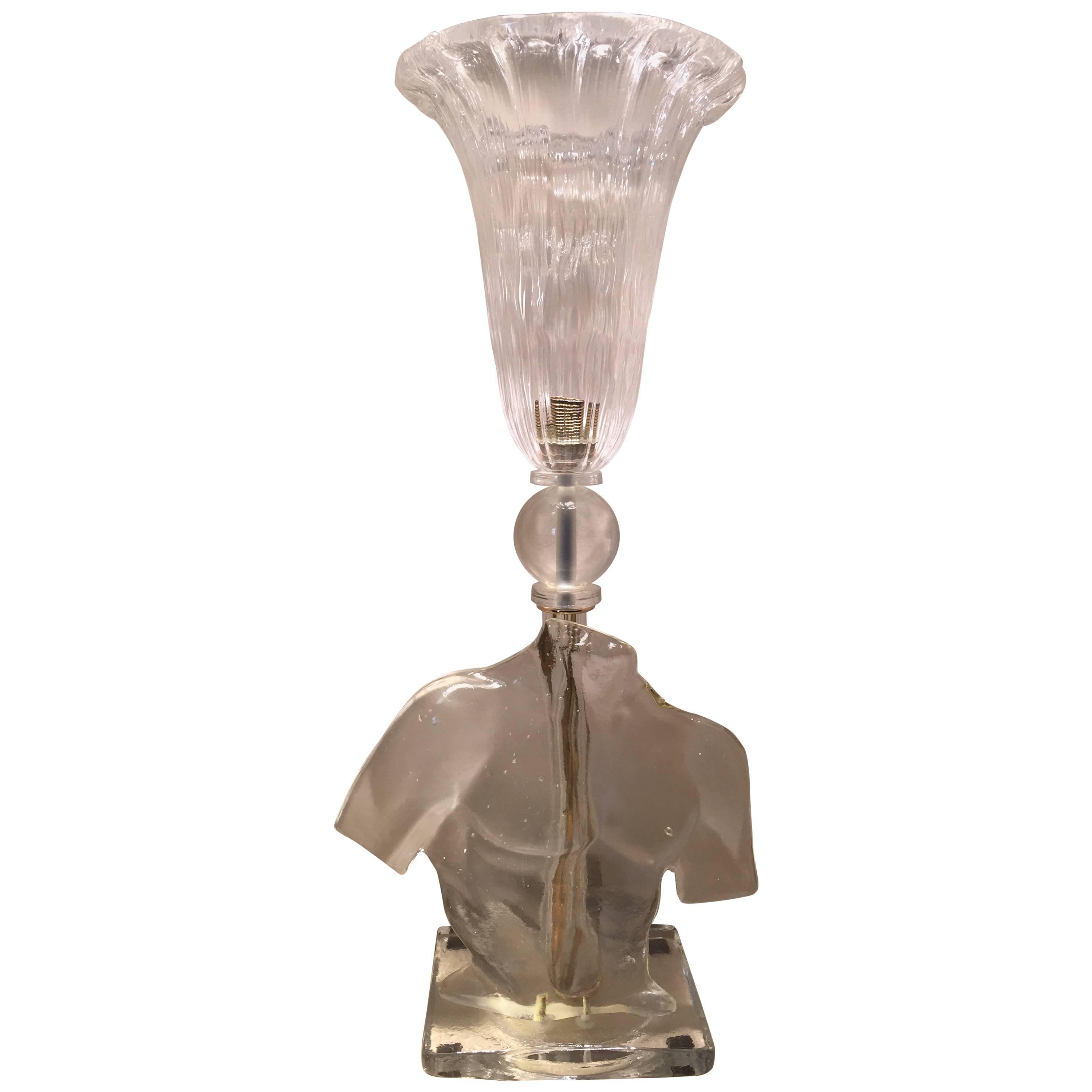 Mid-20th Century pair of  Murano Glass Base Lamp with Torso For Sale