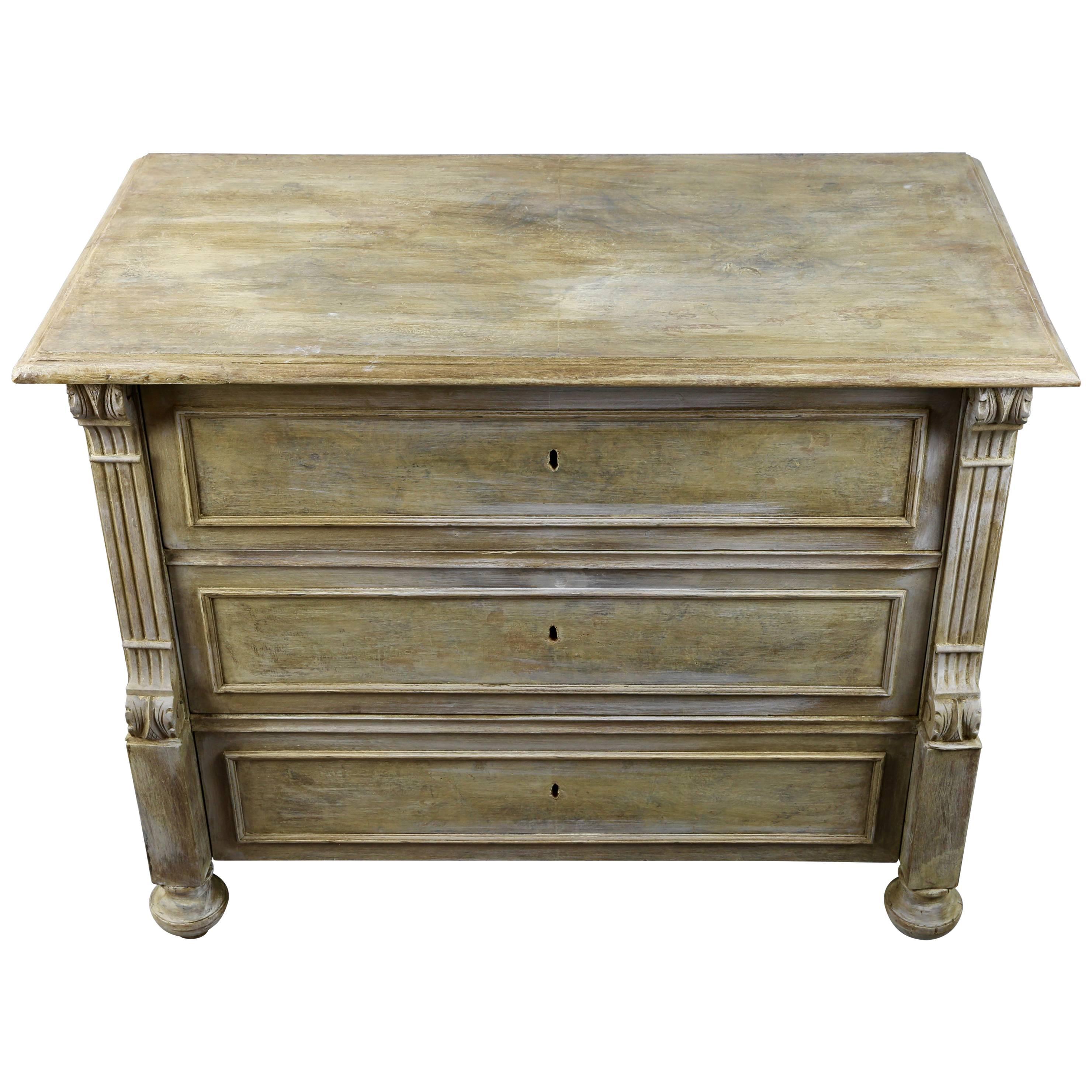 19th Century Viennese Baroque Revival Bleached Walnut Small Chest of Drawers For Sale