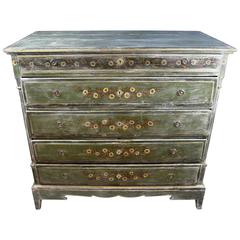 19th Century Tall Provincial Swedish Chest of Drawers w/ Orig Green Painwork